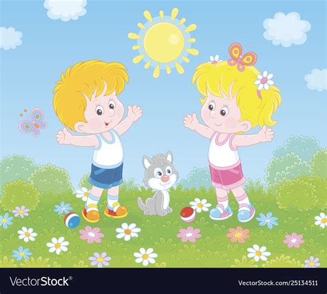 Kids doing morning work-out Royalty Free Vector Image