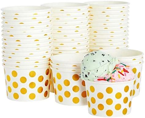 Pack Paper Ice Cream Cups Disposable Dessert Bowls For Sundae Bar