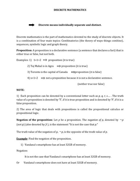 Dm Unit L Lecture Notes For Discrete Mathematics Discrete Means