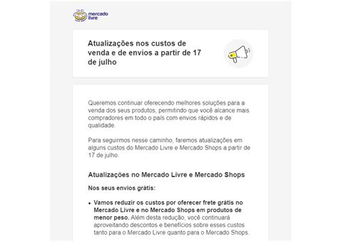 Mercado Livre altera tarifas de vendas e envios de pedidos conheça