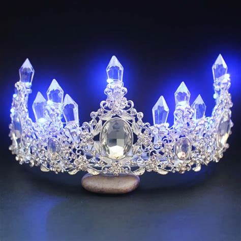 Fashion Led Light Crown For Women Wedding Party Hair Jewelry Vintage