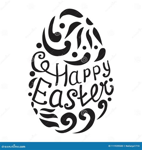 Happy Easter Egg Lettering On White Background Stock Vector