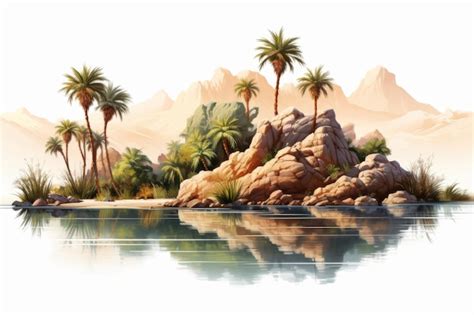 Premium Photo Serene Oasis A Tropical Island Painting On A White Or