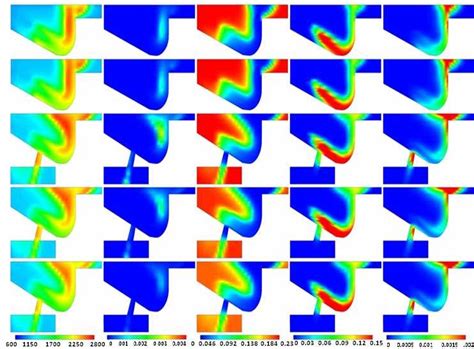 Nox Soot Temperature Oxygen And Vapor Mass Fractions Contour Plots