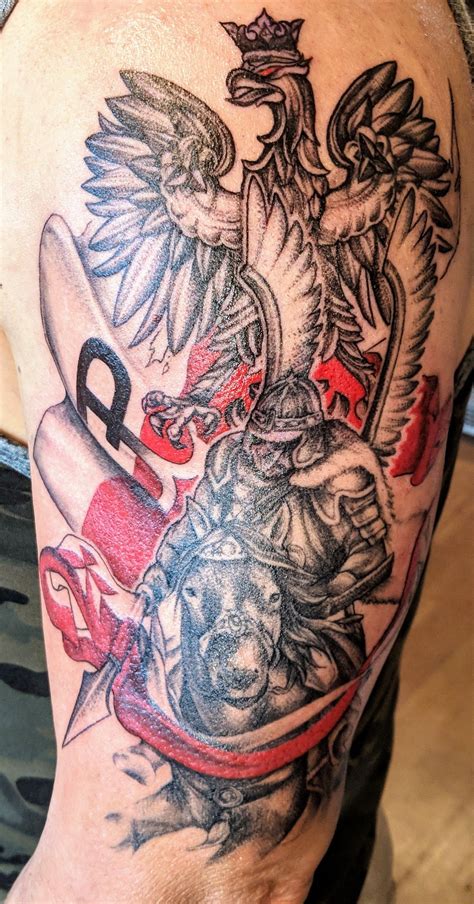 Polish Hussar Tattoo With Eagle And Kotwica