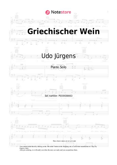 Udo Jürgens Griechischer Wein piano sheet music in Note Store