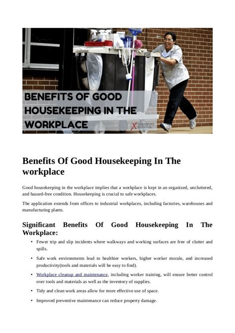 Benefits Of Good Housekeeping In The Workplace