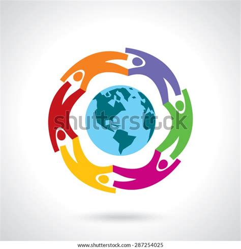 Earth Globe People Teamwork Concept Stock Vector Royalty Free