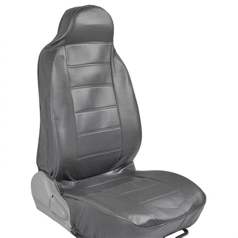 Pair Of High Back Bucket Seat Covers In Gray Synthetic Leather 2pc Set Ebay