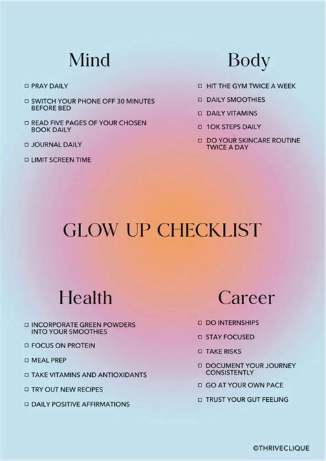 Self Care Checklist Glow Up Checklist Self Care Planner Etsy Self