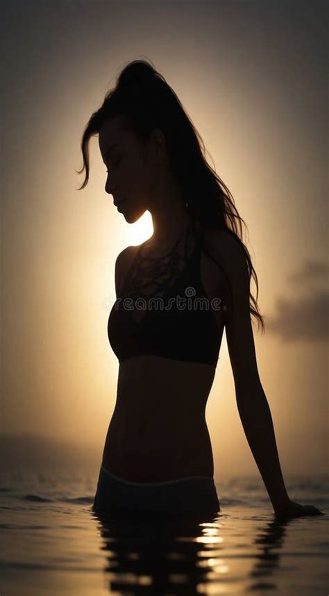 Silhouette Of A Woman In A Bikini Silhouette Of A Woman In The Sunset