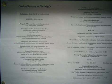 CLARIDGES MENU : MENU - BELLAGIO BUFFET MENU