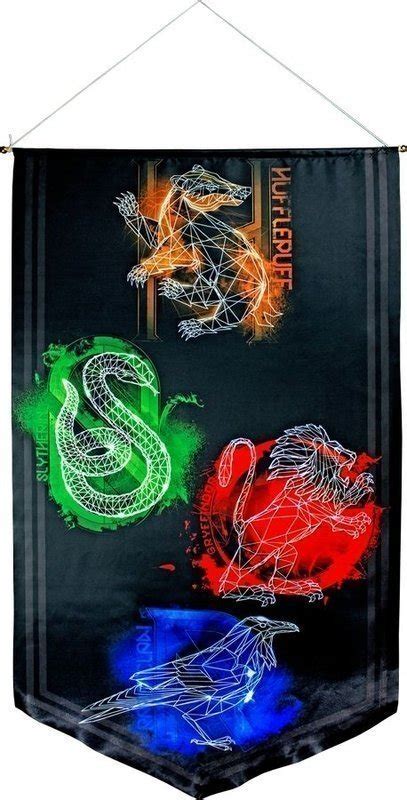 Harry Potter House Crests Satin Wall Banner Pcplace