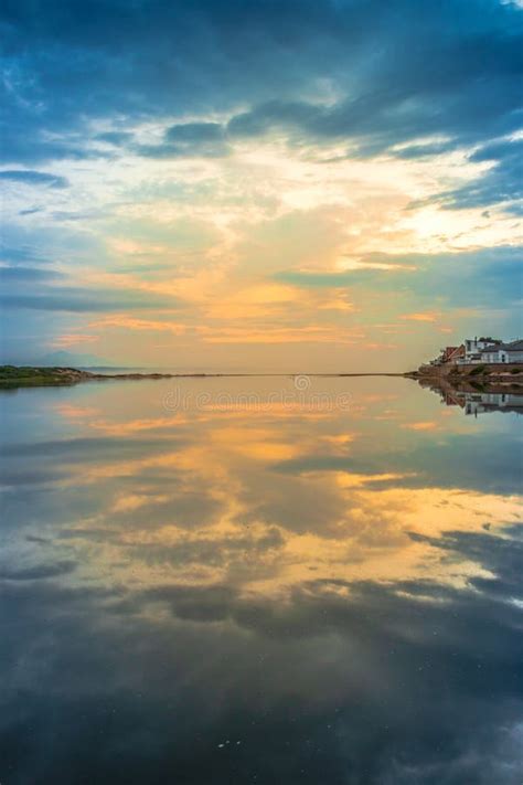 Overcast Cloudy Sunrise Over Mossel Bay Lagoon Mossel Bay Stock Photo