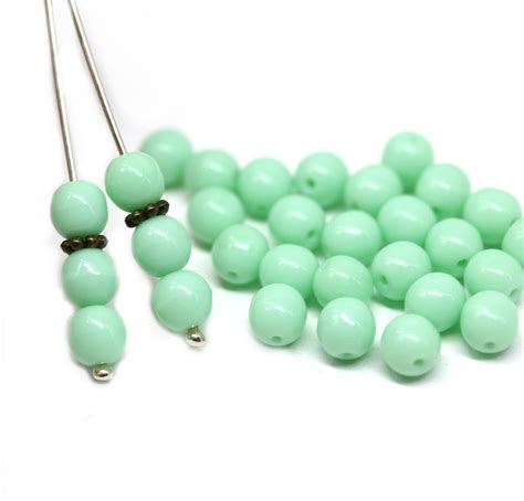 6mm Mint Green Druk Round Czech Glass Bead Spacers 30pc 5114 Etsy