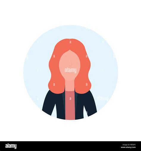 Redhead Woman Avatar Isolated Faceless Female Cartoon Character Portrait Flat Stock Vector Image