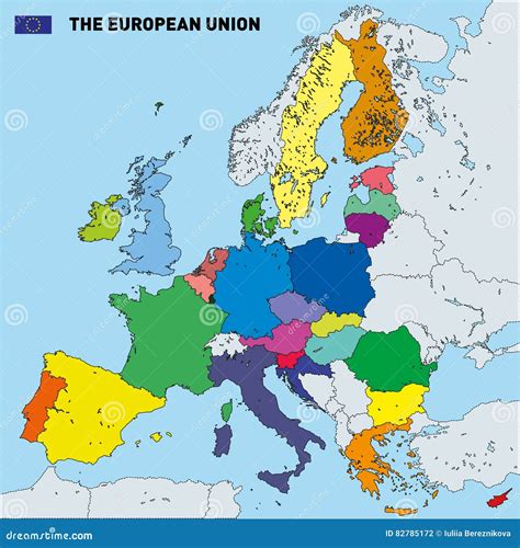 Mapa Do Vetor Da União Europeia Ilustração do Vetor Ilustração de