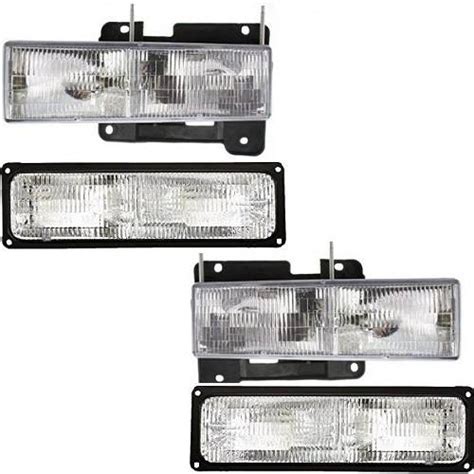 1994 1999 Chevy Suburban Front Headlights Park Turn Signal Lights 4 Pc Set