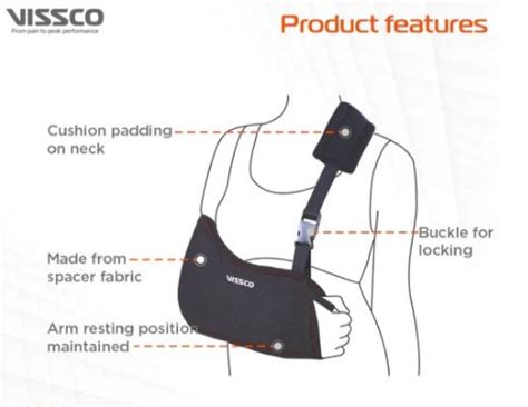 Vissco Black Pro Arm Pouch Sling Pc 2805 SMALL MEDIUM LARGE For