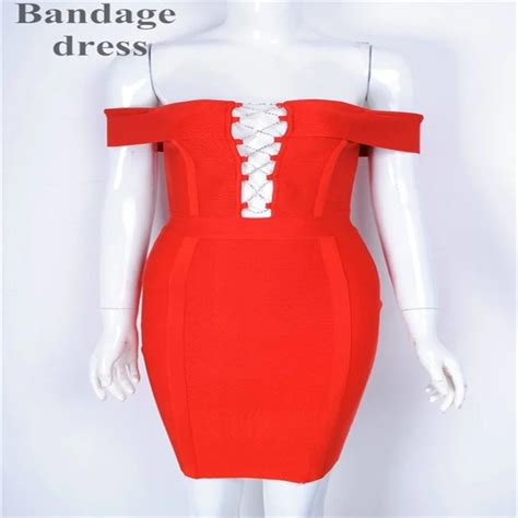 2017 New Girl Dress Wholesale Red Black Lace Up Bandage Dress Evening