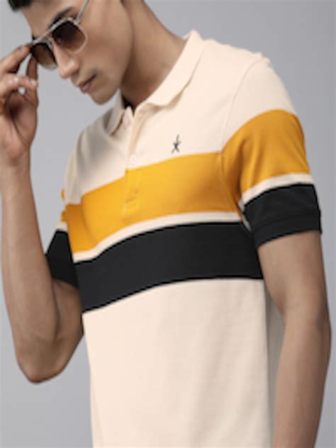 Buy The Roadster Lifestyle Co Men Cream Coloured Mustard Yellow Striped