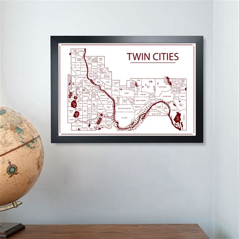 Twin Cities Neighborhood Map Print Minneapolis St Paul Wall | Etsy