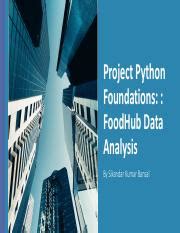 Presentation Project Python Foundations Foodhub Data Analysis Pdf