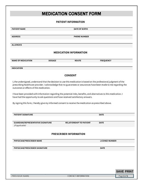 Medication Consent Form Etsy