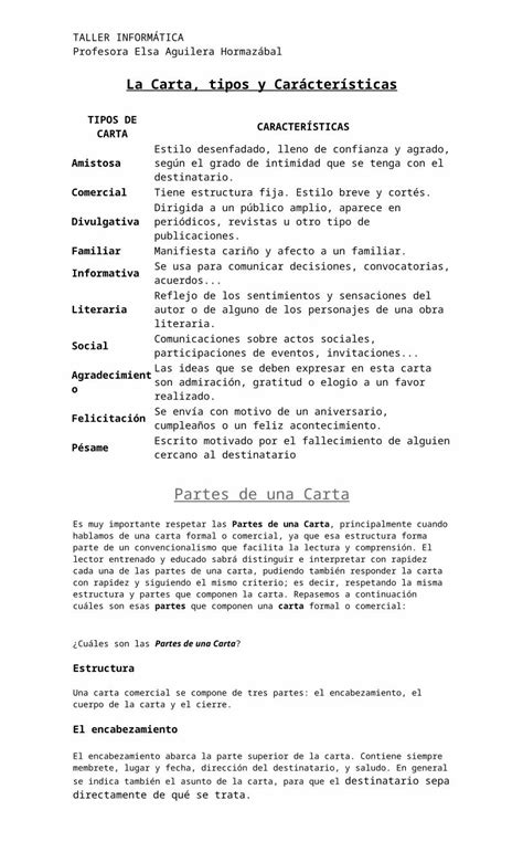 Doc La Carta Tipos Y Carácterísticas Dokumen Tips