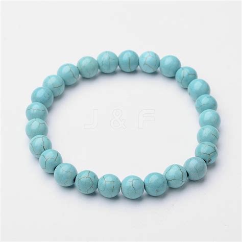 Wholesale Synthetic Turquoise Beaded Stretch Bracelets