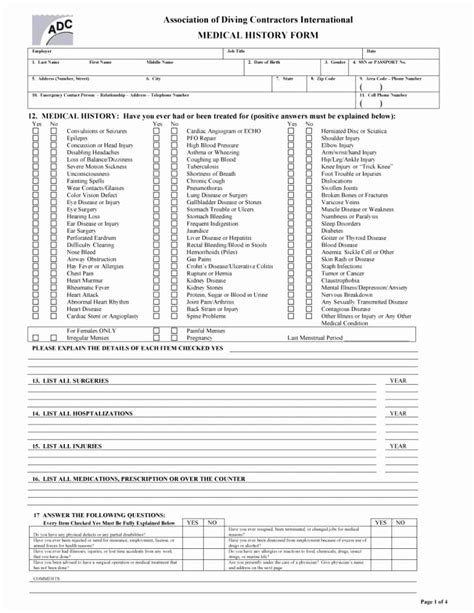 Free Printable Medical History Forms Tate Publishing News