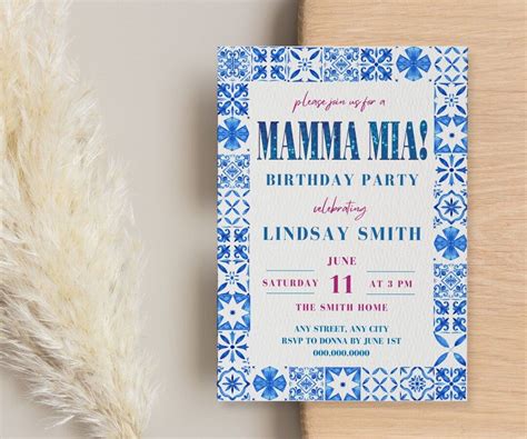 Mamma Mia Birthday Party Invitation Template Canva Off