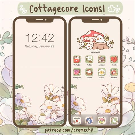 Cute Cottagecore App Icon Set Kawaii Aesthetic For Android Etsy