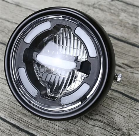 Faro Delantero LED Para Motocicleta Cafe Racer Haz Inferior Reajuste