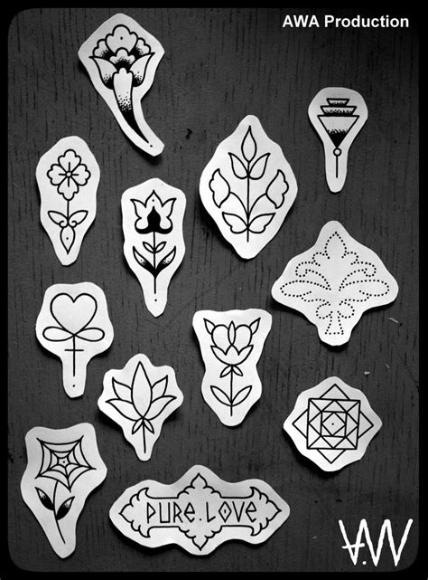 Awa Production Hand Poke Tattoo Flash Traditional Tattoo Flowers