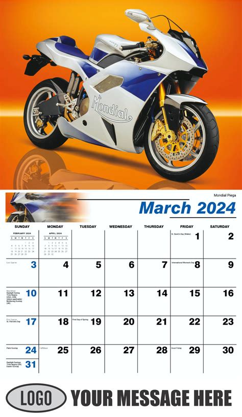 Motorcycle Wall Calendar 2024 Joyan Cherilynn