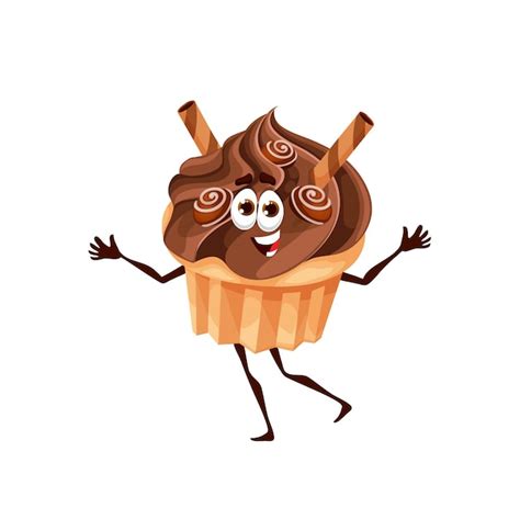 Personagem De Muffin De Sobremesa De Cupcake De Chocolate Dos Desenhos