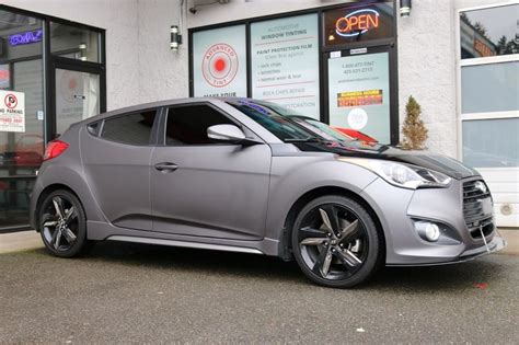 Full Wrap On Hyundai Veloster In Charcoal Gray Matte Metallic Car