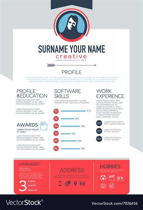 Resume Template Cv Brochure Layoutmagazine Vector Image