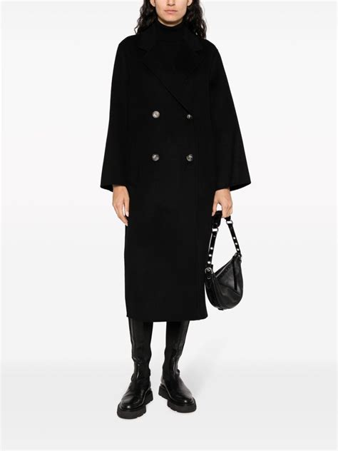 IVY OAK Double Breasted Wool Midi Coat Black FARFETCH