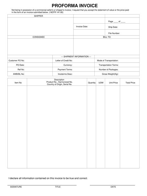 Pro Forma Invoice Examples Format Google Sheets Word Numbers