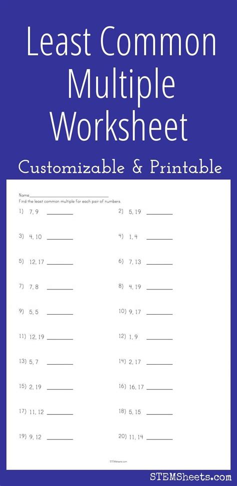 Hcf And Lcm Worksheet Year Free Printables Worksheet Free Free