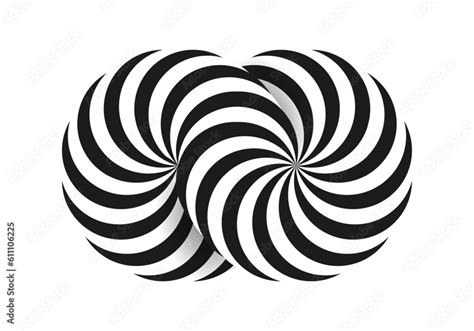 Abstract optical illusion shape. Hypnotic spiral object with black and ...