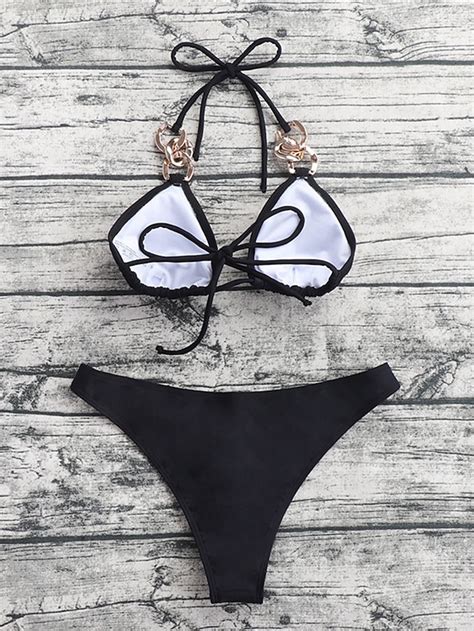 Damen Badeanzug Bikinis 2 Stück Normal Bademode Halfter Rückenfrei Sexy