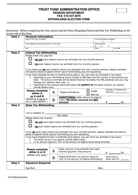 Top Tax Withholding Election Form Templates Free To Download In Pdf Format