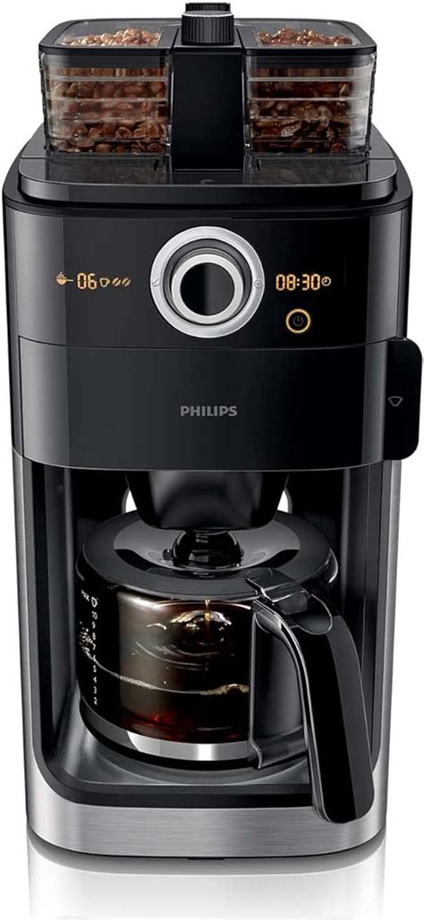 Philips Cafetière Filtre avec Broyeur à Grains Verseuse en Verre de 1