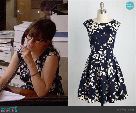 Wornontv Jesss Butterfly Print Dress On New Girl Zooey Deschanel