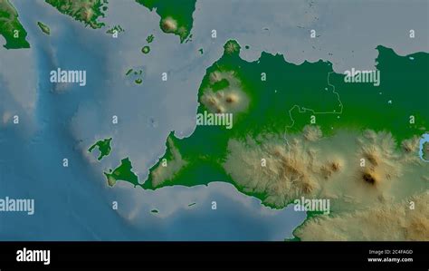 Banten Province Of Indonesia Colored Shader Data With Lakes And