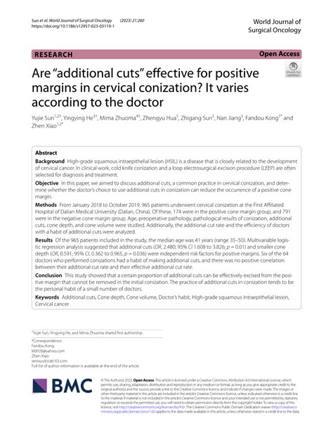 Pdf Are “additional Cuts” Effective For Positive Margins In Cervical Conization It Varies