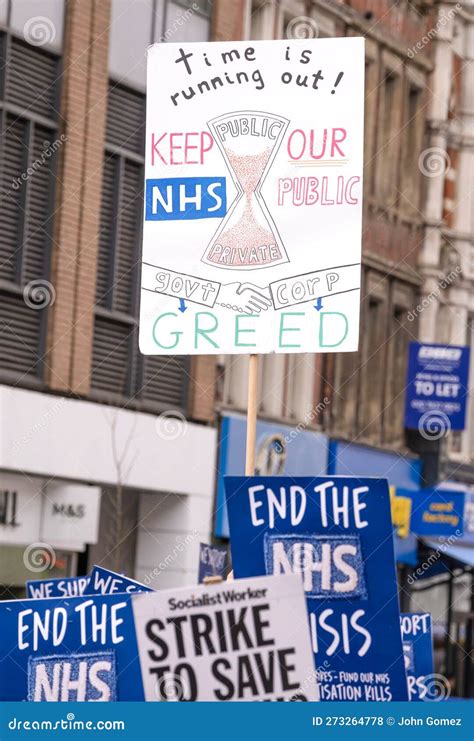 Protest Banners At The Sos Nhs National Demo London England